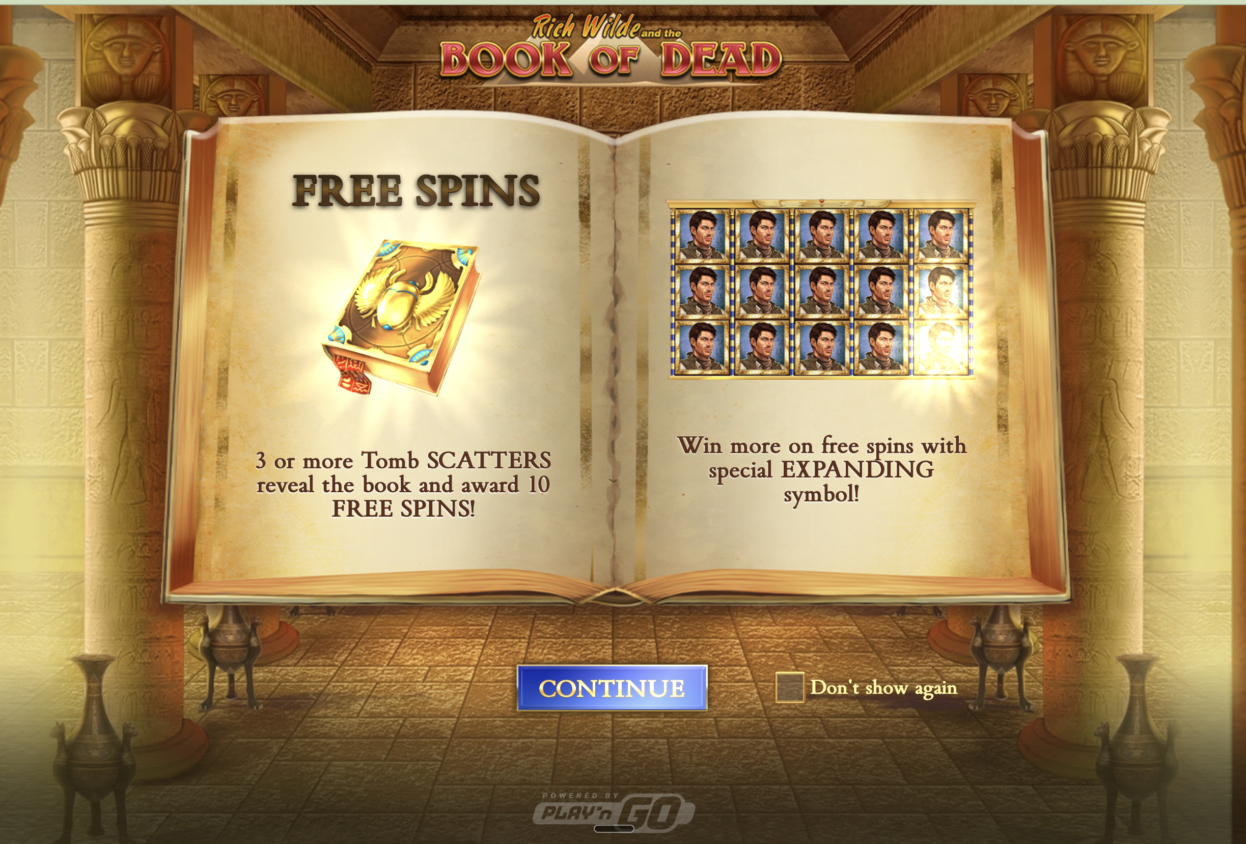 Giros gratis de Book of the Dead con símbolo expansivo llenando rodillos en BlitzBet